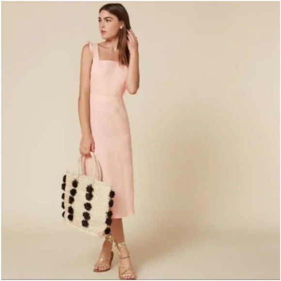 Reformation Linen Midi Length Dress - Pink size 4 - Picture 1 of 16